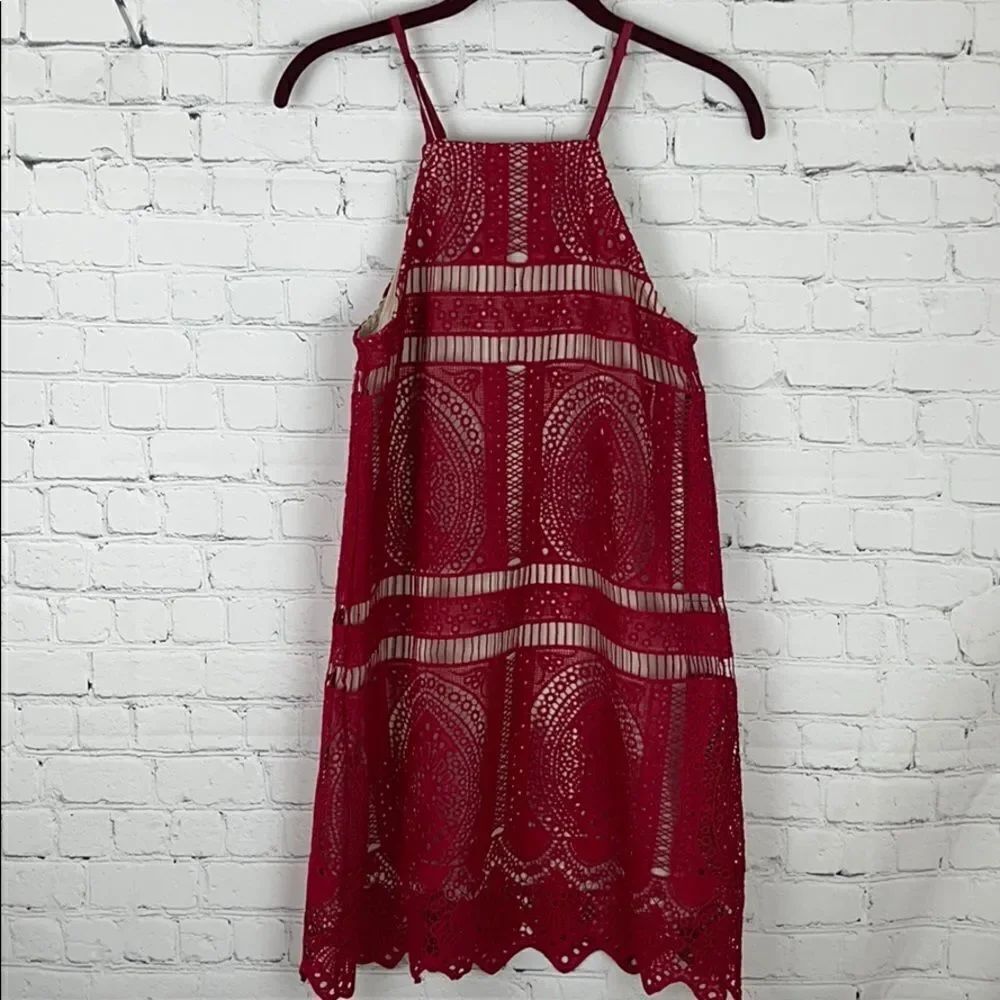 Francesca’s Red Crochet/Lace Dress